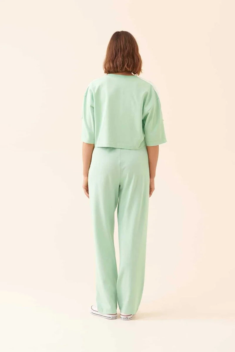 Roman Solid Straight Leg Trousers Green