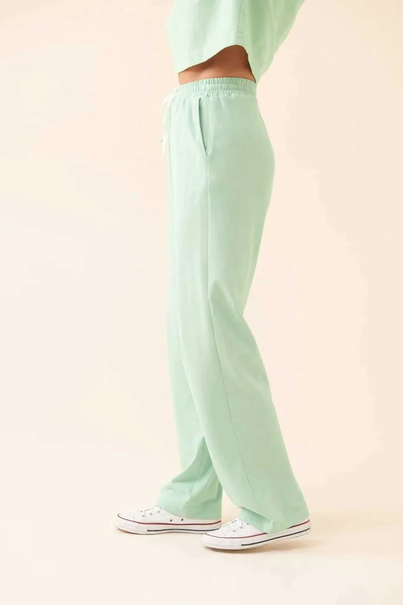 Roman Solid Straight Leg Trousers Green