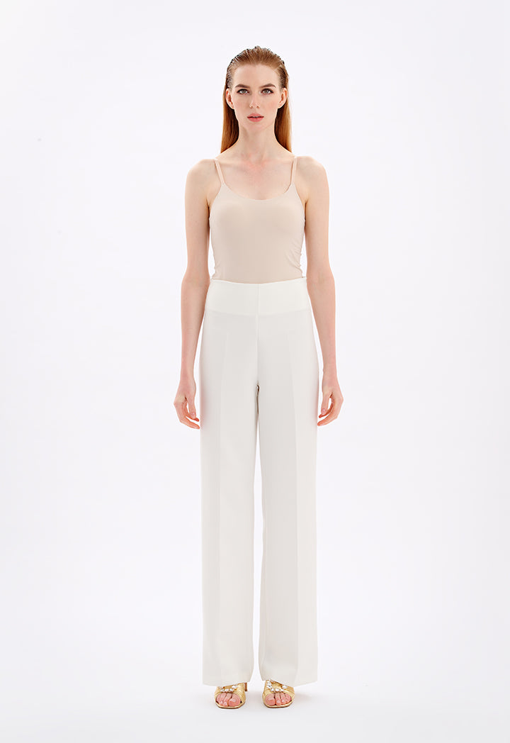 Choice High Waist Wide Legs Trousers Off White