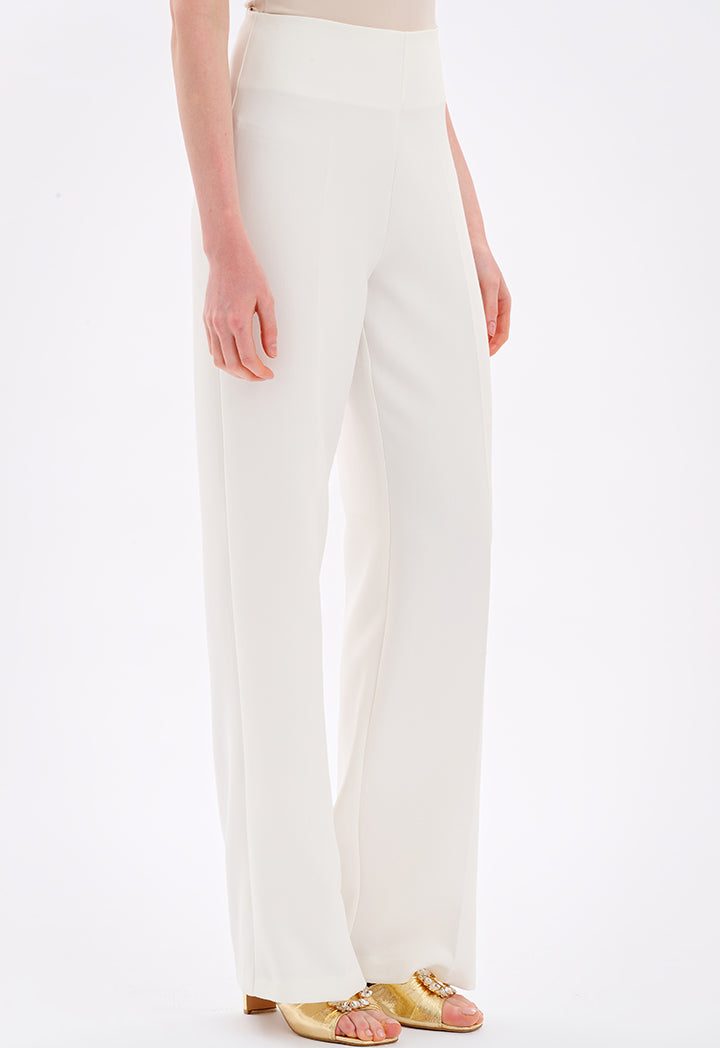 Choice High Waist Wide Legs Trousers Off White