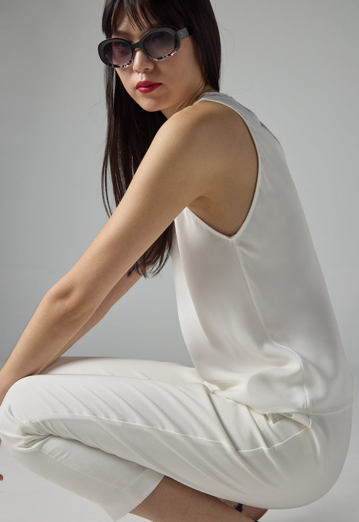 Choice Sleeveless Basic Top Off White