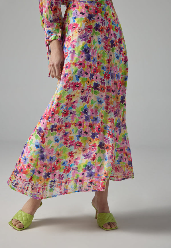 Choice Floral Print Vibrant Skirt Multi Color