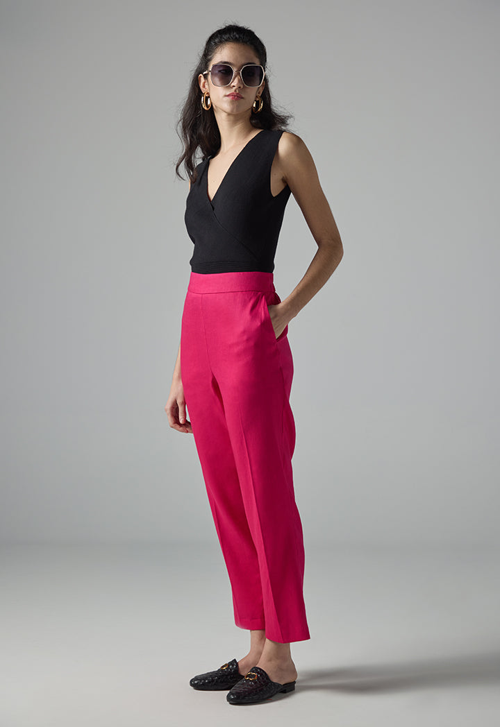 Choice Single Tone Straight Legs Trousers Fuchsia