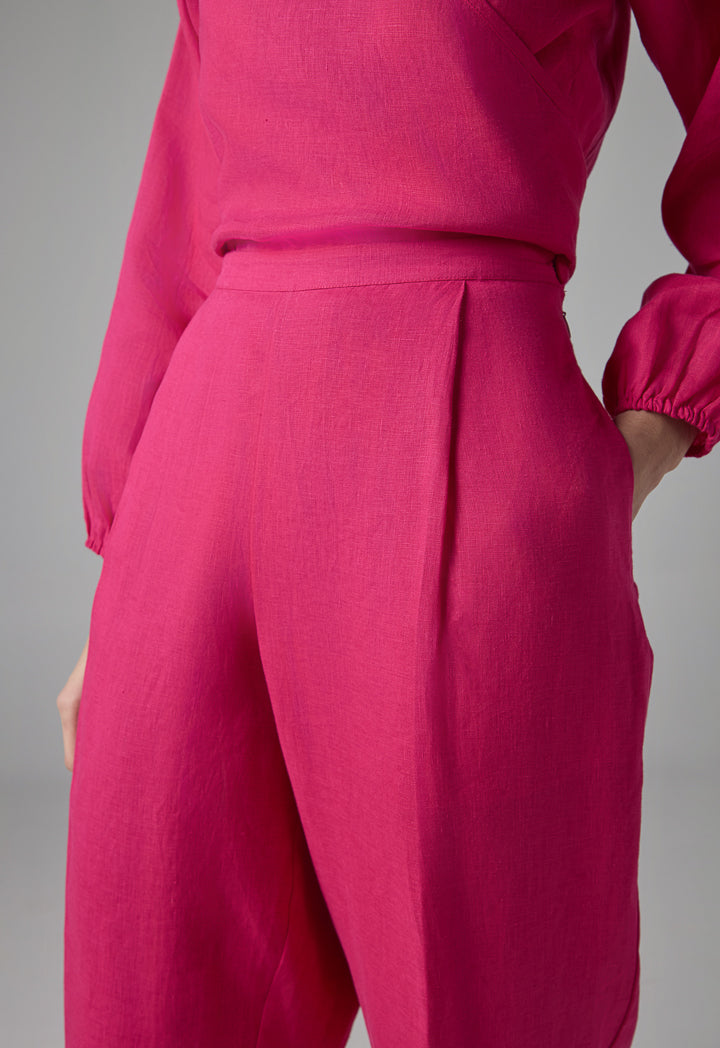 Choice Solid Wide Legs Culottes Fuchsia