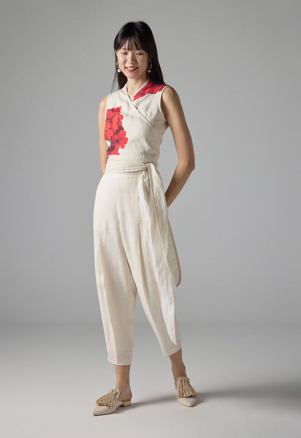 Choice Floral Print Sleeveless Vest - Ramadan Style Cream