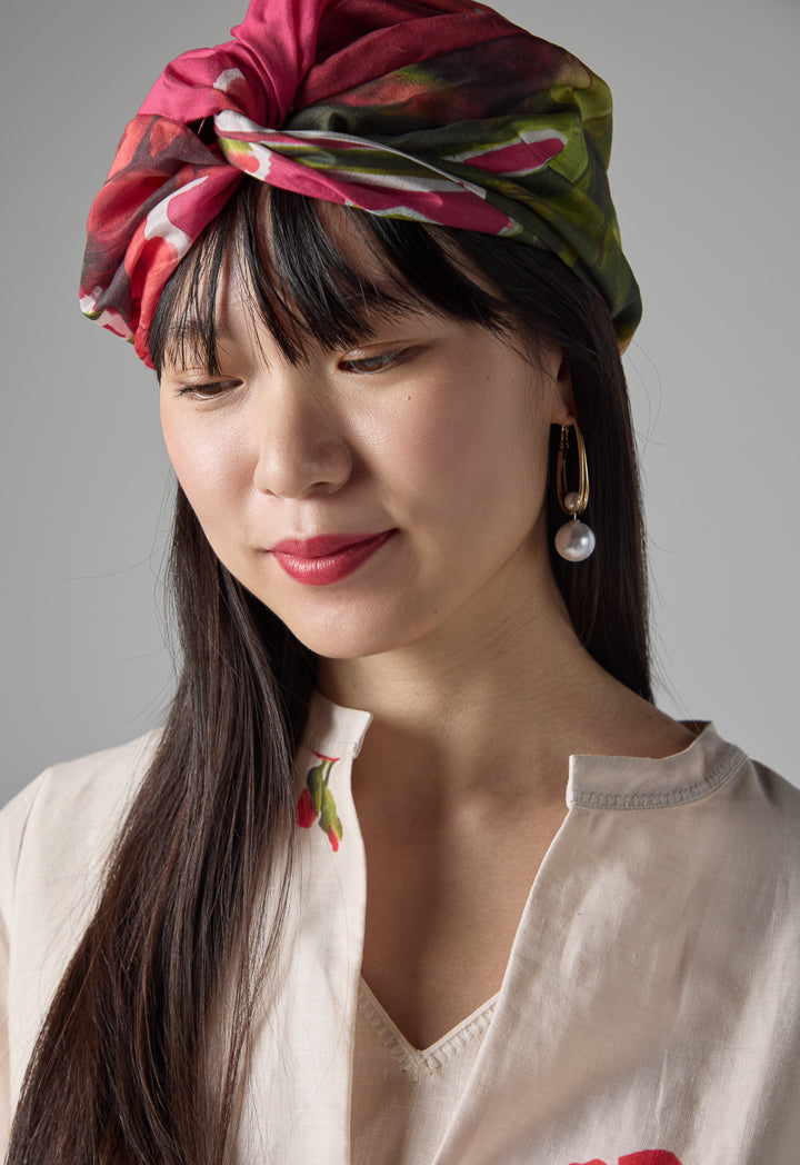 Choice Floral Printed Turban Fuchsia