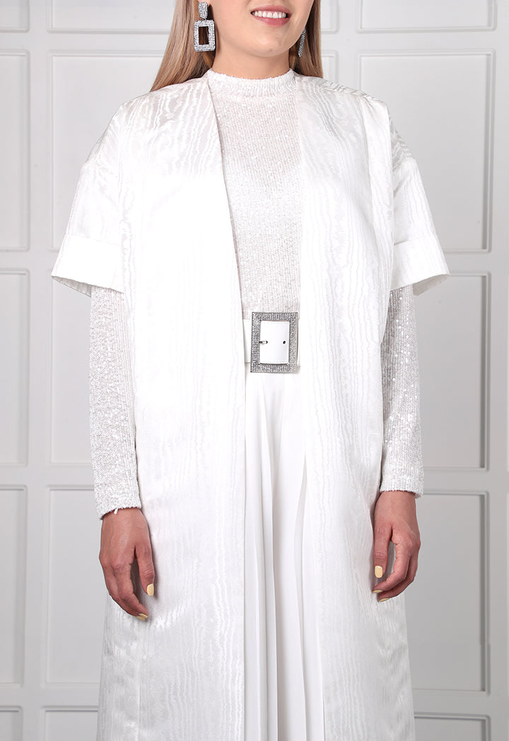 Choice Jacquard Midi Outerwear
 Off White - Wardrobe Fashion