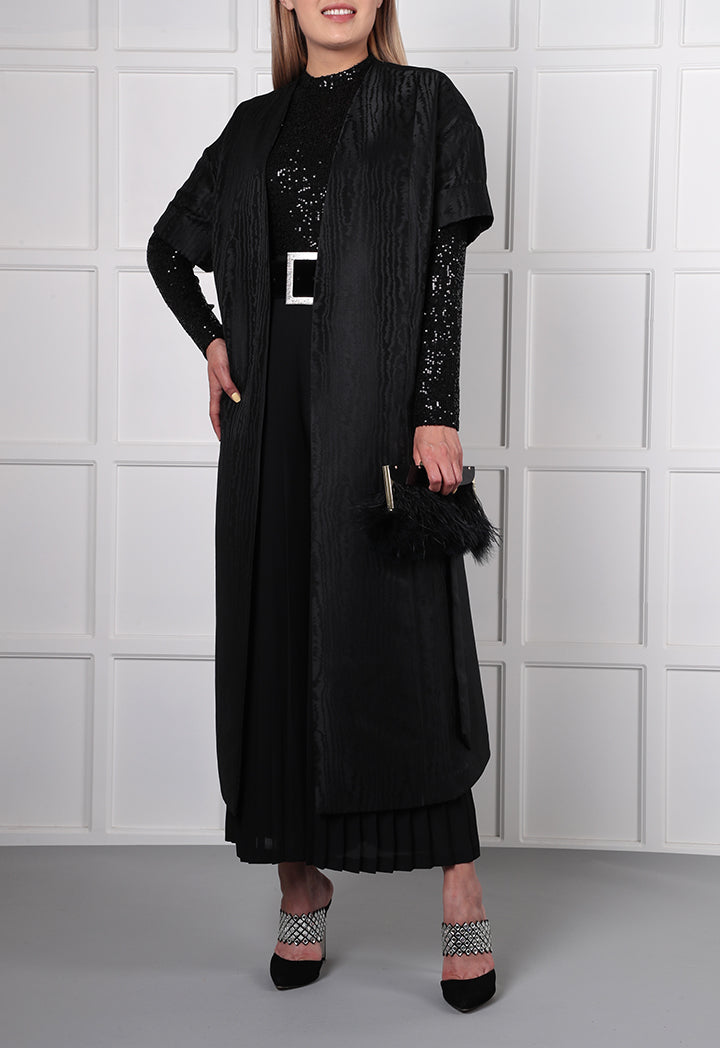 Choice Jacquard Midi Outerwear
 Black - Wardrobe Fashion