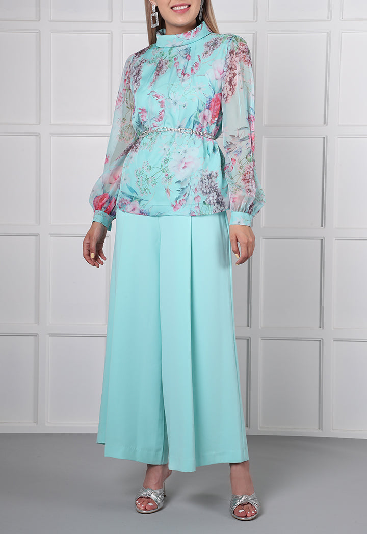 Choice Inverted Pleat Detailed Blouse Mint - Wardrobe Fashion