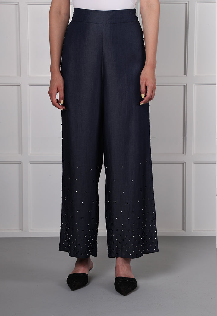 Choice Studded Wide Leg Pants Denim - Wardrobe Fashion