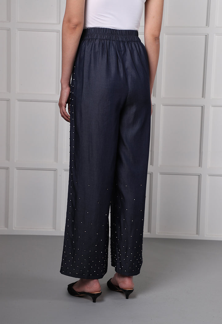 Choice Studded Wide Leg Pants Denim - Wardrobe Fashion