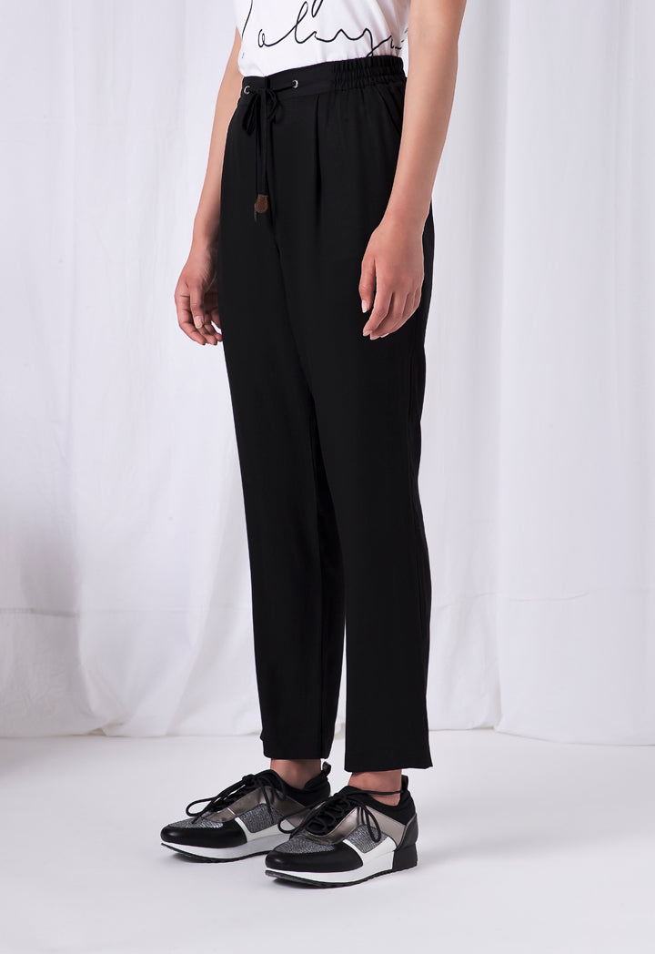 Choice Elasticated Waist Side Pants Black - Wardrobe Fashion