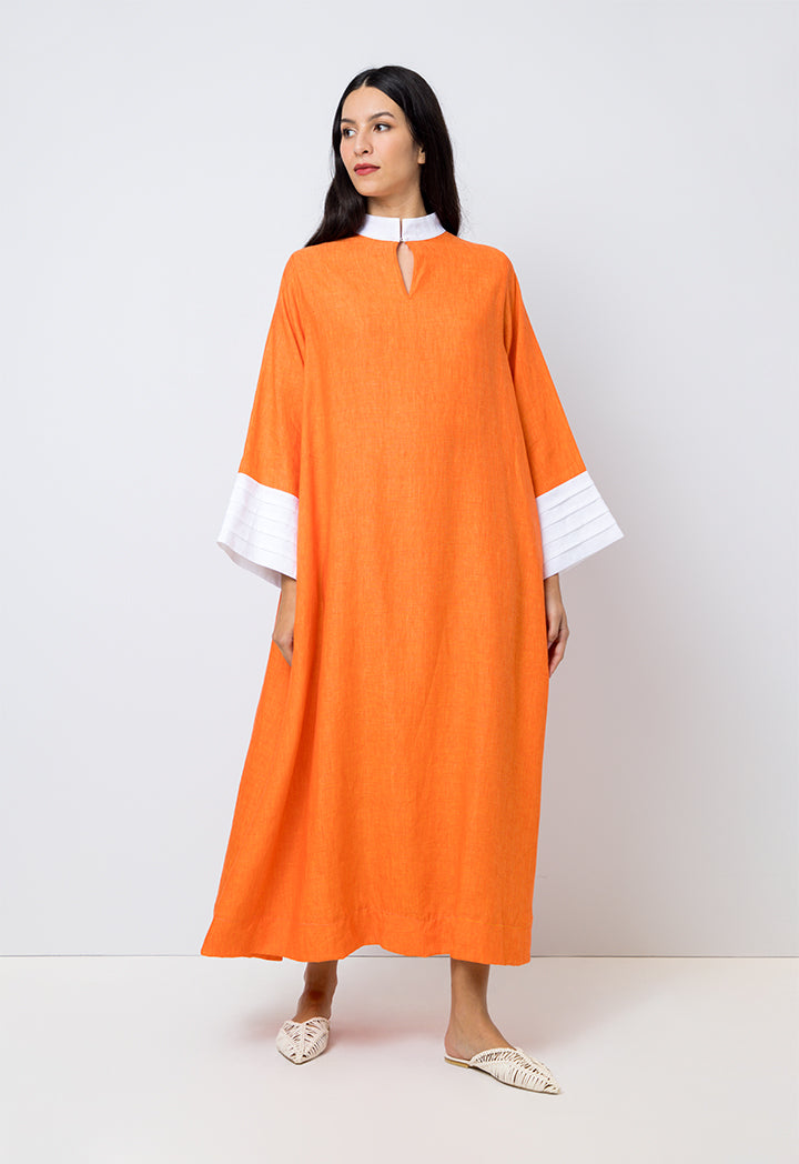 Choice Contrast Color Maxi Dress Orange