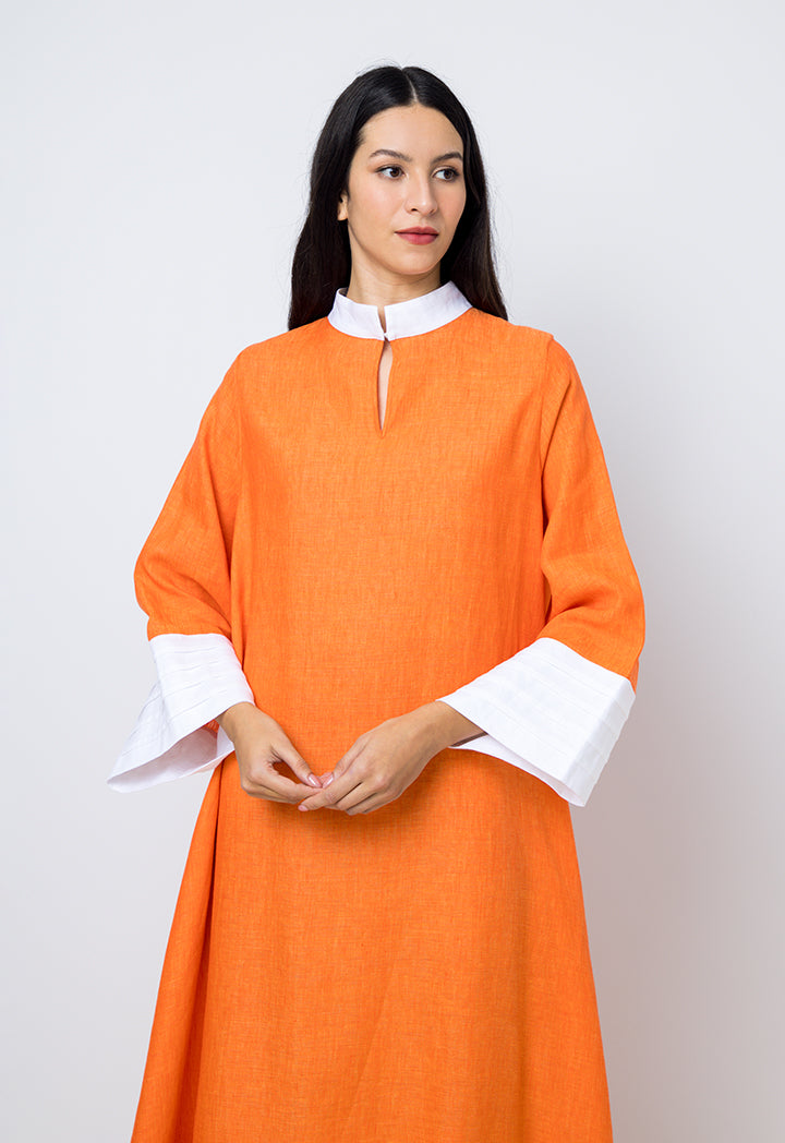 Choice Contrast Color Maxi Dress Orange