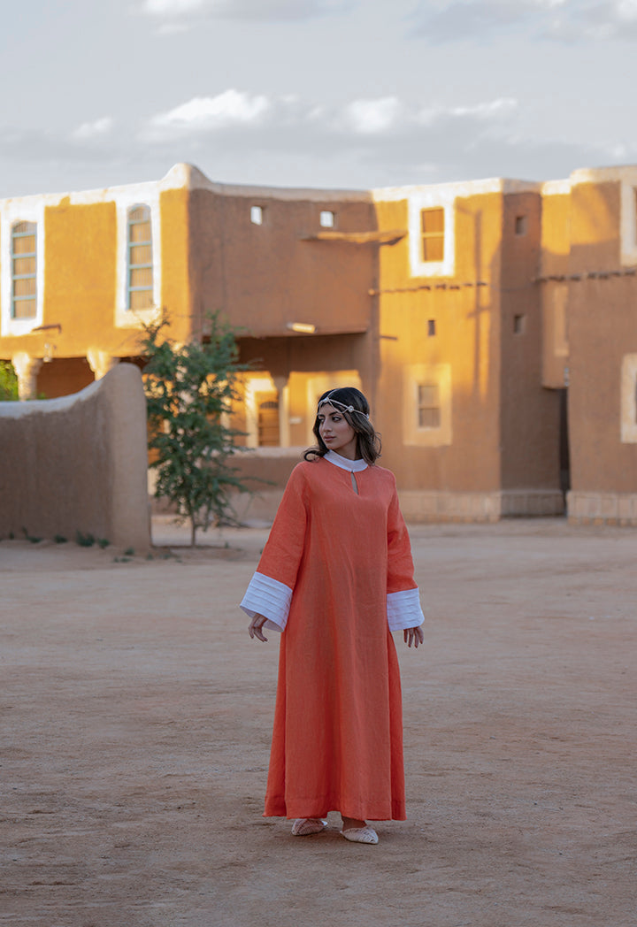 Choice Contrast Color Maxi Dress Orange