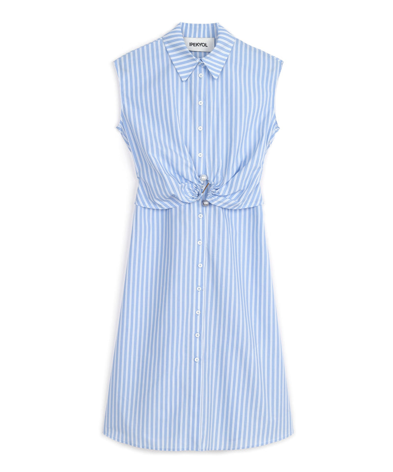 Ipekyol Striped Dress With Pearl Accessories Blue