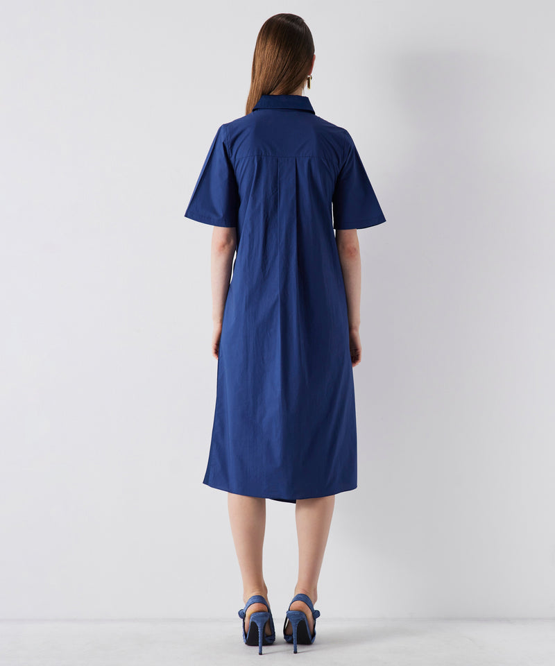 Ipekyol Satin Mix Midi Shirt Dress Navy Blue