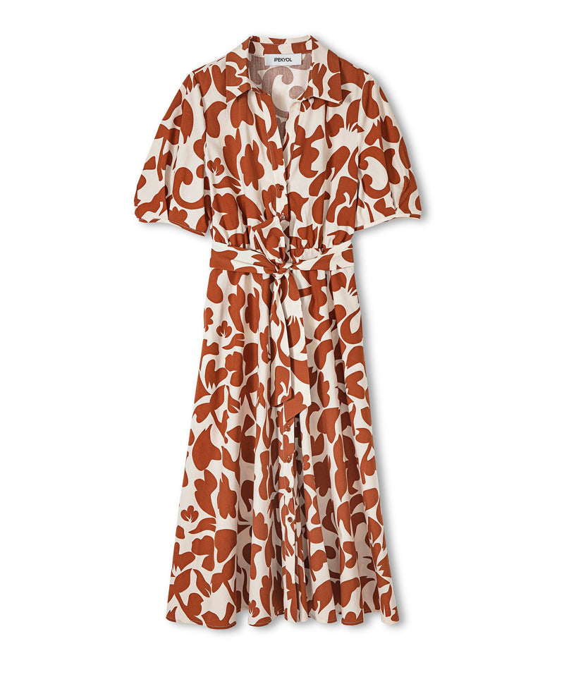 Ipekyol Printed Belted Shirt Dress Natural