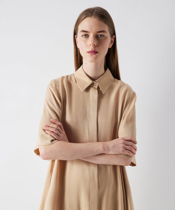 Ipekyol Pleated Detail Shirt Dress Natural