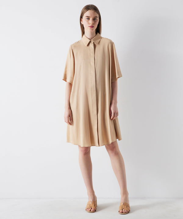 Ipekyol Pleated Detail Shirt Dress Natural