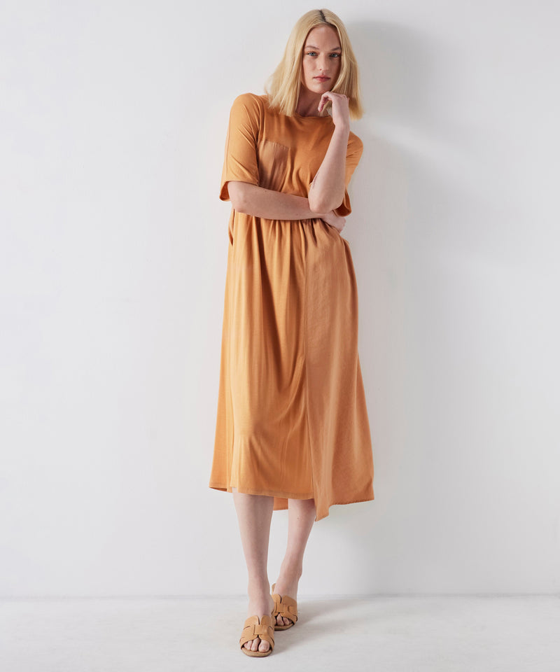 Ipekyol Combed Cotton Mix Midi Dress Caramel