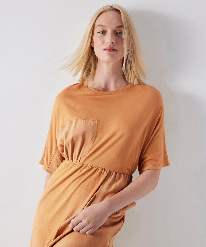 Ipekyol Combed Cotton Mix Midi Dress Caramel