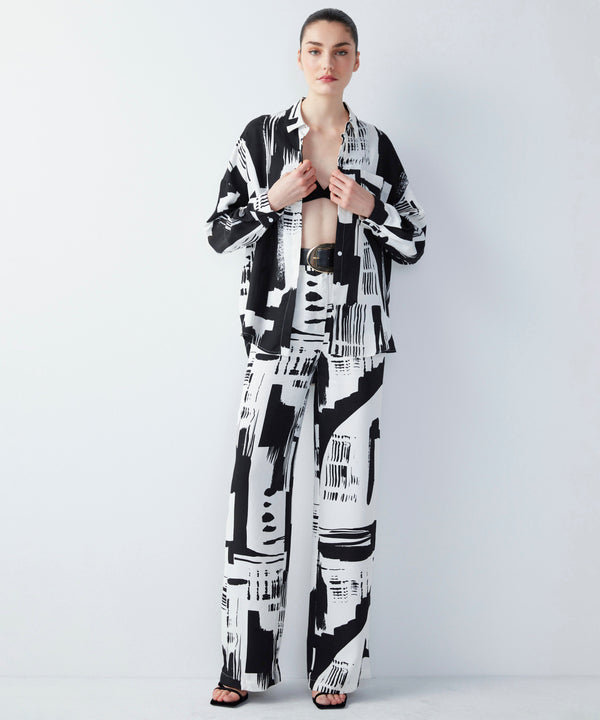 Ipekyol Abstract Pattern Wide Leg Fit Trousers Off White