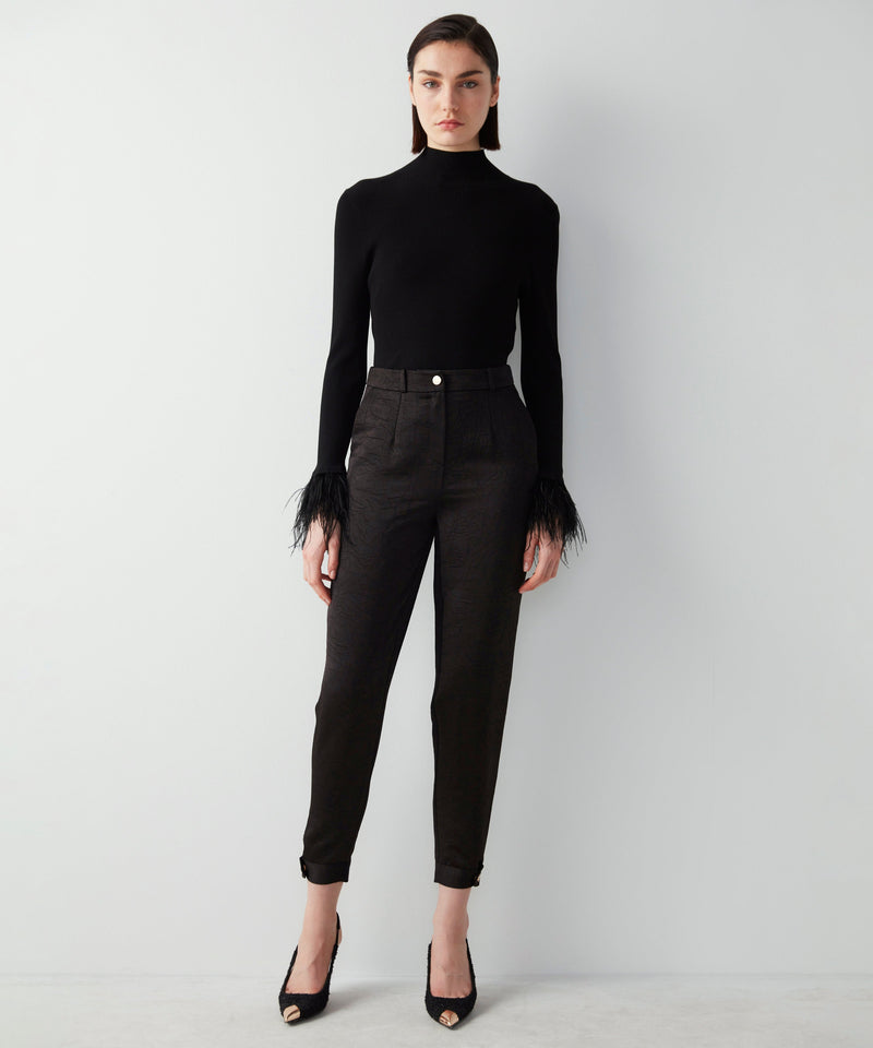 Ipekyol Mid Waist Textured Trousers Black