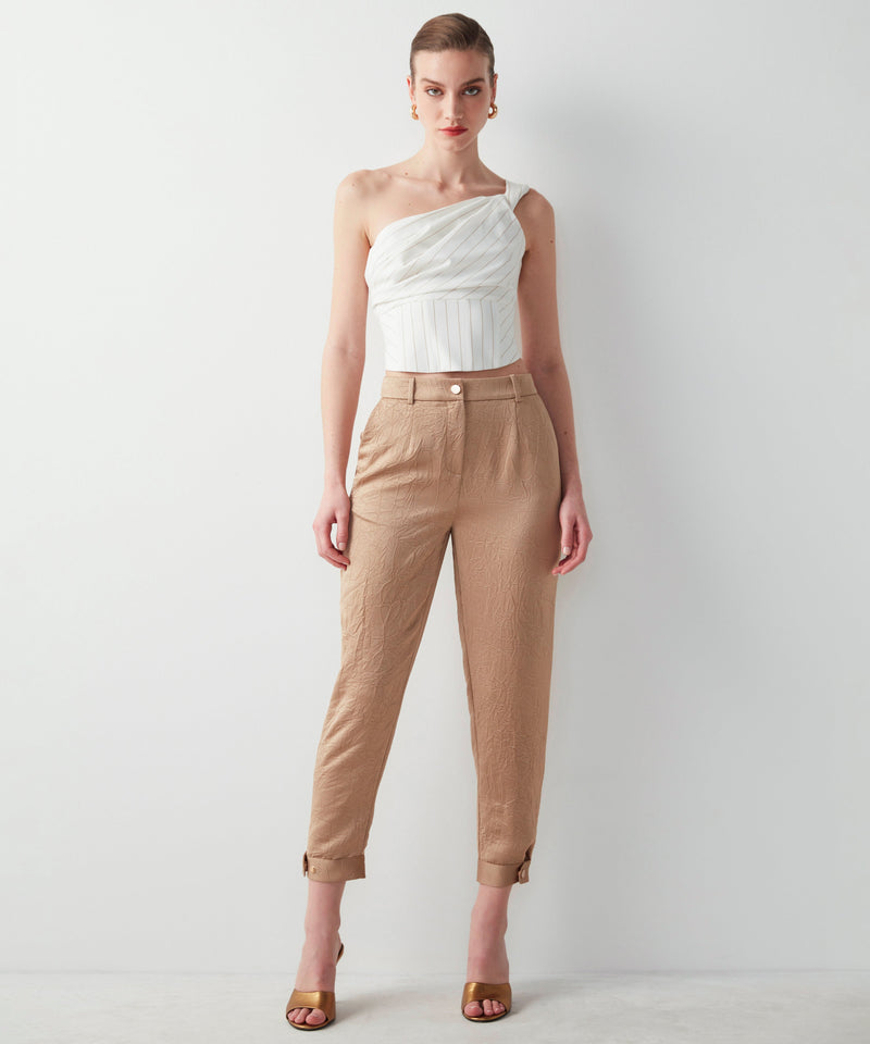 Ipekyol Mid Waist Textured Trousers Natural