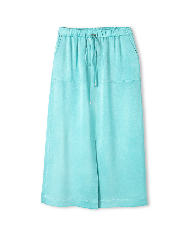 Ipekyol Solid Front Slit Midi Skirt Aqua