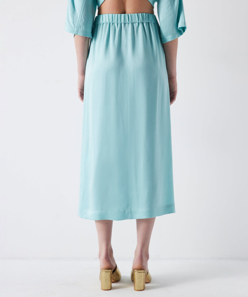 Ipekyol Solid Front Slit Midi Skirt Aqua