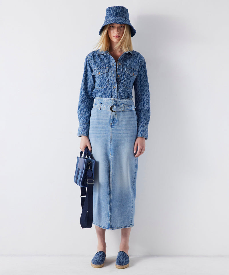 Ipekyol Front Slit Denim Skirt Light Indigo