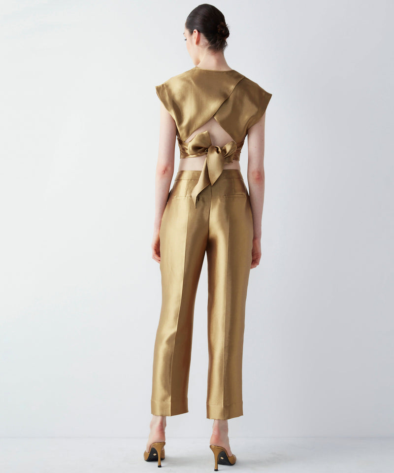 Ipekyol Shiny Textured Crop Blouse Gold