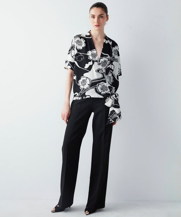 Ipekyol Floral Pattern Tie Detail Blouse Black