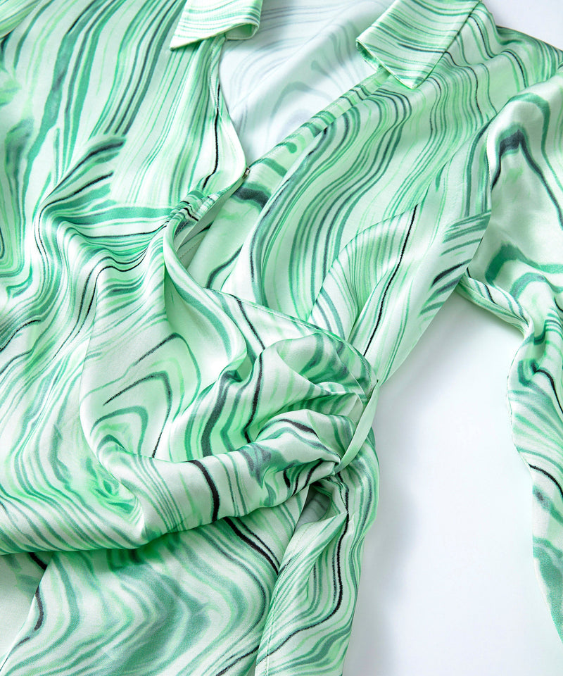 Ipekyol Patterned Wrap Detail Blouse Green