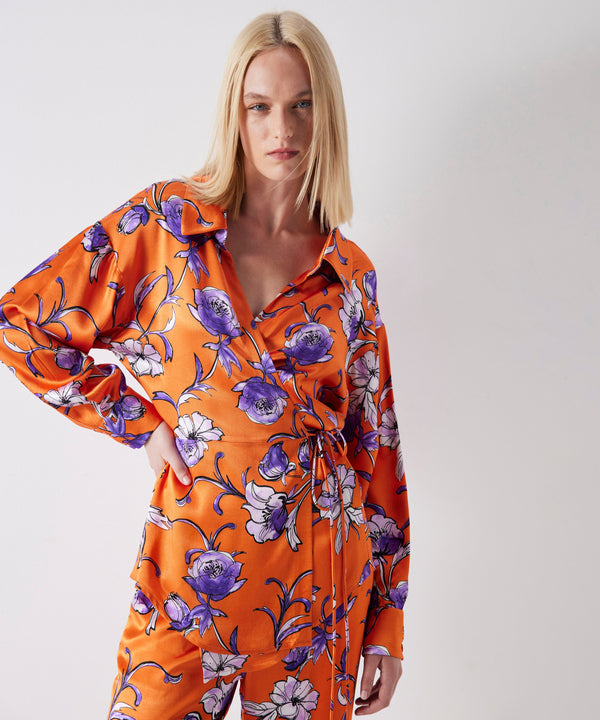 Ipekyol Satin Effect Floral Print Blouse Orange