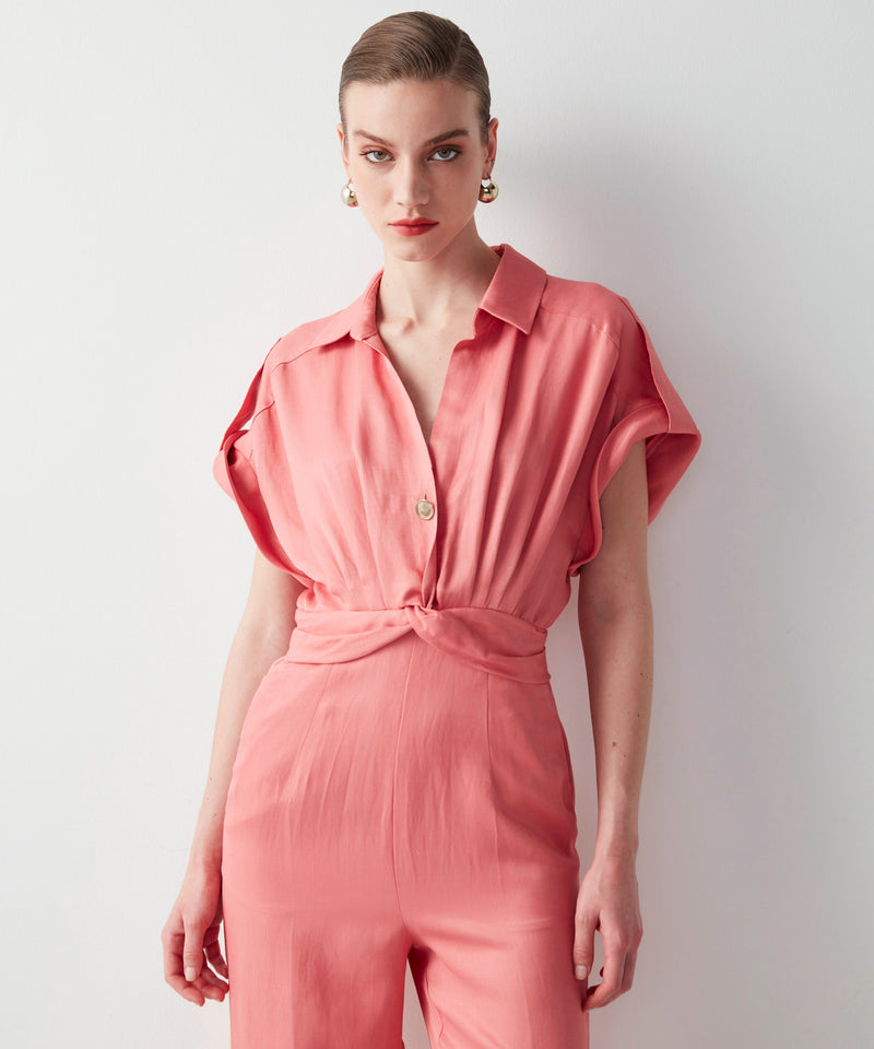 Ipekyol Solid Backless Draped Jumpsuit Peach