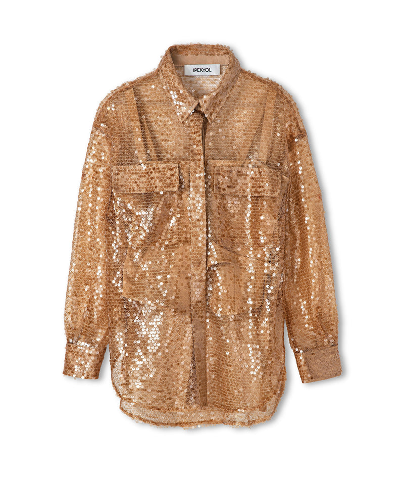 Ipekyol Sequined Oversize Shirt Caramel