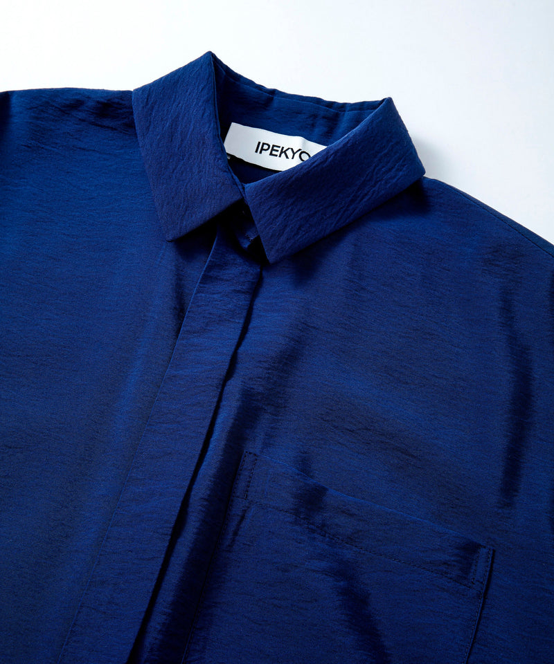 Ipekyol Twist Detailed Sleeve Shirt Navy Blue