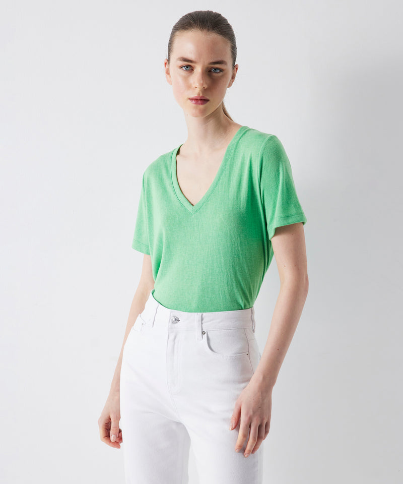 Ipekyol Basic V-Neck T-Shirt Green