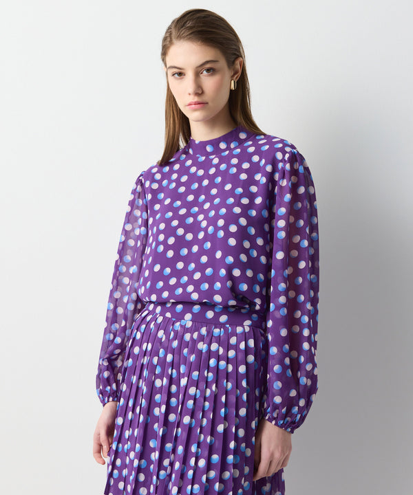 Ipekyol Dotted Print Long Sleeve Blouse Purple