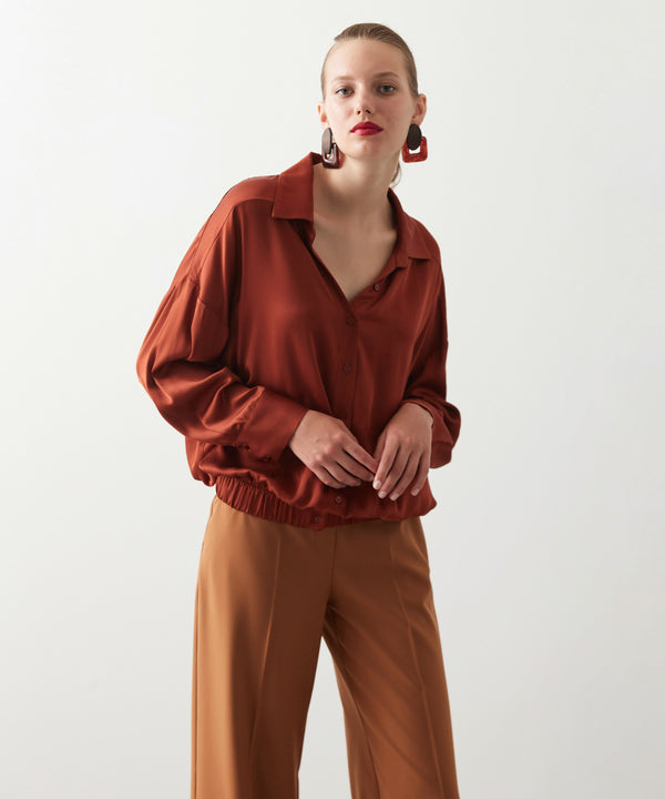 Ipekyol Long Sleeve Satin Blouse Terracotta