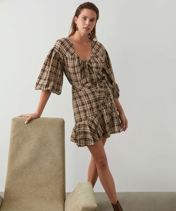 Ipekyol Plaid Pattern Blouse Brown