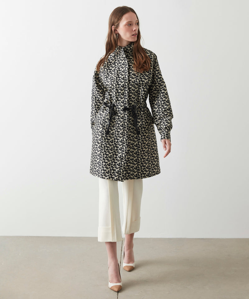 Ipekyol Leopard Pattern Jacquard Coat Black