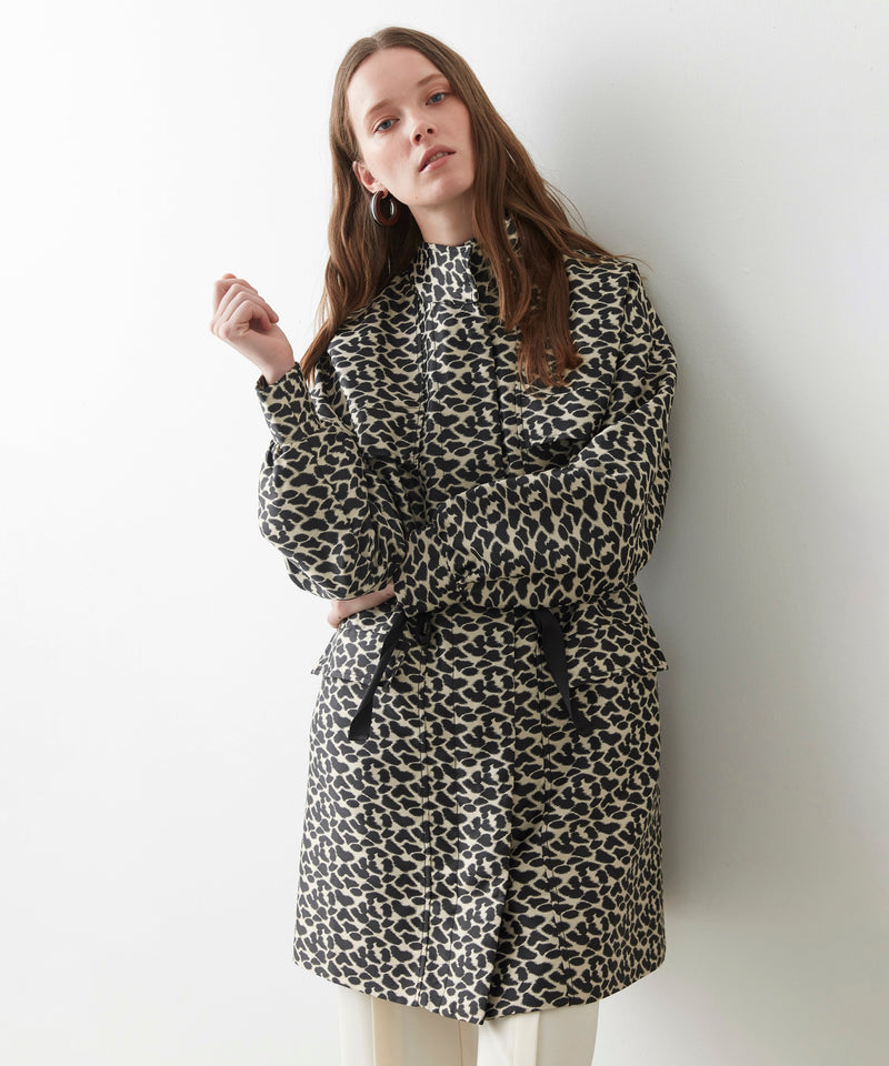 Ipekyol Leopard Pattern Jacquard Coat Black