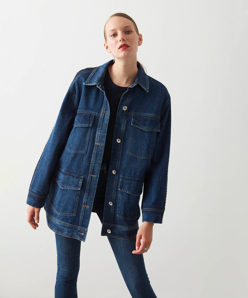 Ipekyol Denim 3D Knit Coat Blue