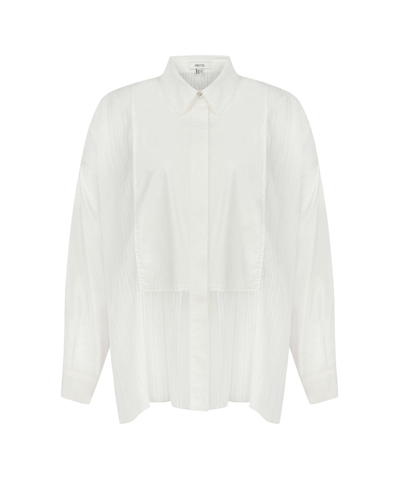 Ipekyol Pleat Fabric Mix Shirt Off White