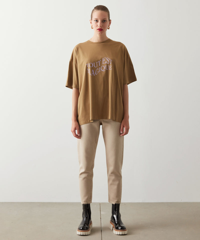 Ipekyol Slogan Print Oversized T-Shirt Natural