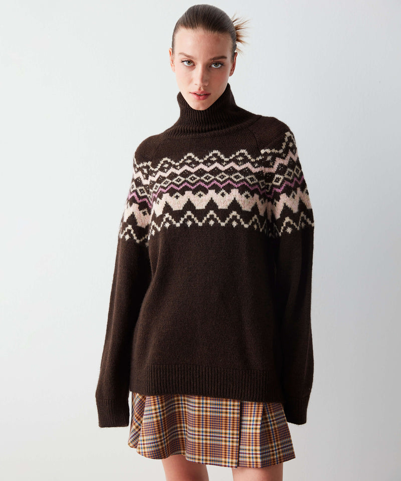 Ipekyol Patterned Turtleneck Knitwear Brown