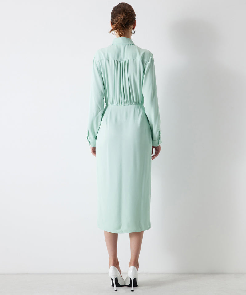 Ipekyol Draped Satin Midi Dress Light Green